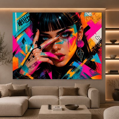 Neon Rebellin Wandbild Poster im Urban Pop Art Stil