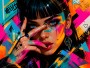 Neon Rebellin Wandbild Poster im Urban Pop Art Stil