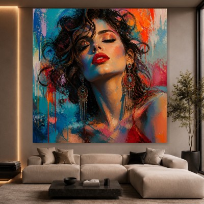 Expressive Diva in Farbe – Wandbild als Acrylbild