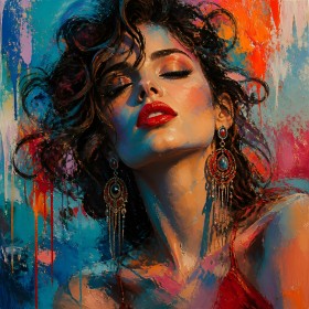 Expressive Diva in Farbe – Wandbild als Acrylbild