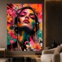 Neonblüten Porträt – Modernes Wandbild als Gallery Leinwand