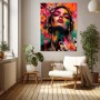 Neonblüten Porträt – Modernes Wandbild als Gallery Leinwand