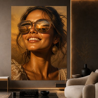 Sonnenlächeln in der Savanne – Wandbild auf Gallery Leinwand