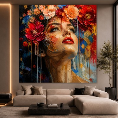 Florale Muse – Wandbild auf Leinwand