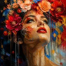 Florale Muse – Wandbild auf Leinwand