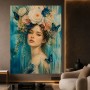 Blütenkrone in Türkis – Wandbild als Gallery Leinwand