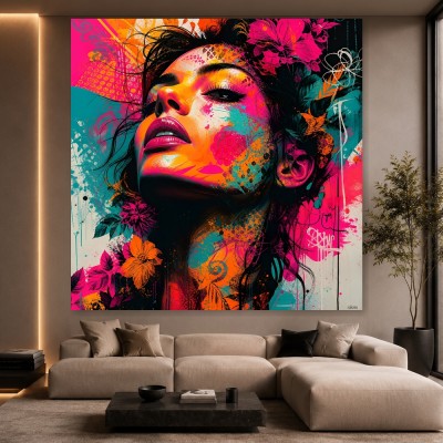 Neon Muse – Modernes Wandbild als Gallery Leinwand