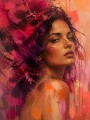 Expressives Porträt als Modernes Wandbild und Acrylbild in Magenta