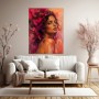 Expressives Porträt als Modernes Wandbild und Acrylbild in Magenta