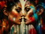 Spiegelkuss Modernes Wandbild als Leinwandbild