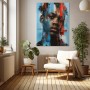 Urbanes Porträt in Blau und Rot – Wandbild als Acrylbild