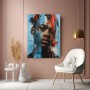 Urbanes Porträt in Blau und Rot – Wandbild als Acrylbild