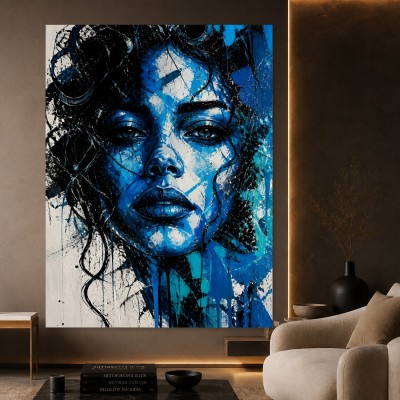 Blaues Porträt als Modernes Wandbild & Leinwandbild