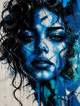 Blaues Porträt als Modernes Wandbild & Leinwandbild