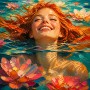 Sonnenlächeln im Seerosenteich – Modernes Wandbild als Gallery Leinwand