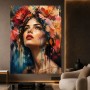 Blütenporträt Wandbild – Elegantes Acrylbild mit expressiver Frau