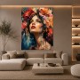 Blütenporträt Wandbild – Elegantes Acrylbild mit expressiver Frau