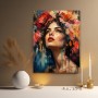 Blütenporträt Wandbild – Elegantes Acrylbild mit expressiver Frau