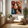 Blütenporträt Wandbild – Elegantes Acrylbild mit expressiver Frau