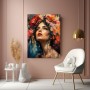 Blütenporträt Wandbild – Elegantes Acrylbild mit expressiver Frau