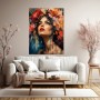Blütenporträt Wandbild – Elegantes Acrylbild mit expressiver Frau