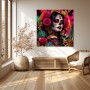 Día de los Muertos Wandbild – farbstarkes Porträt als Gallery Leinwand