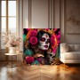 Día de los Muertos Wandbild – farbstarkes Porträt als Gallery Leinwand