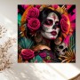 Día de los Muertos Wandbild – farbstarkes Porträt als Gallery Leinwand