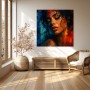 Sinnliches Porträt in Rot und Blau – Modernes Wandbild als Leinwandbild