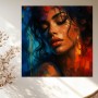 Sinnliches Porträt in Rot und Blau – Modernes Wandbild als Leinwandbild