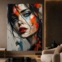 Expressives Frauenporträt – Wandbild & Acrylglasbild in Rot, Blau und Schwarz