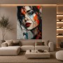 Expressives Frauenporträt – Wandbild & Acrylglasbild in Rot, Blau und Schwarz