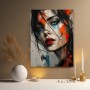 Expressives Frauenporträt – Wandbild & Acrylglasbild in Rot, Blau und Schwarz