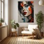 Expressives Frauenporträt – Wandbild & Acrylglasbild in Rot, Blau und Schwarz