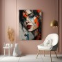 Expressives Frauenporträt – Wandbild & Acrylglasbild in Rot, Blau und Schwarz