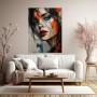 Expressives Frauenporträt – Wandbild & Acrylglasbild in Rot, Blau und Schwarz