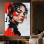 Ausdrucksstarkes Porträt Wandbild als Poster in Rot Schwarz
