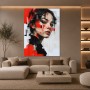 Ausdrucksstarkes Porträt Wandbild als Poster in Rot Schwarz