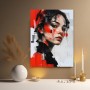 Ausdrucksstarkes Porträt Wandbild als Poster in Rot Schwarz