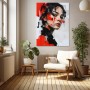 Ausdrucksstarkes Porträt Wandbild als Poster in Rot Schwarz