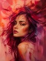 Expressives Porträt in Magenta – Wandbild als Acrylbild