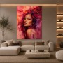 Expressives Porträt in Magenta – Wandbild als Acrylbild