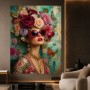 Florale Diva mit roten Sonnenbrillen – Wandbild Poster
