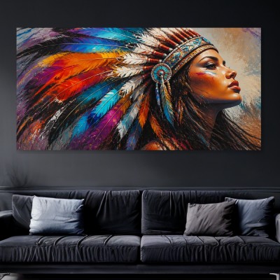 Stolzes Federporträt – Wandbild und Acrylbild in leuchtenden Farben