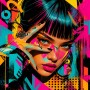 Neon Pop-Art Porträt als Modernes Wandbild und Acrylbild