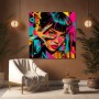 Neon Pop-Art Porträt als Modernes Wandbild und Acrylbild