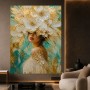 Blütenkönigin in Gold und Türkis – Wandbild auf Gallery Leinwand