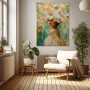 Blütenkönigin in Gold und Türkis – Wandbild auf Gallery Leinwand