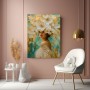 Blütenkönigin in Gold und Türkis – Wandbild auf Gallery Leinwand