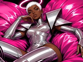 Neon Angel Warrior – Modernes Wandbild als Gallery Leinwand